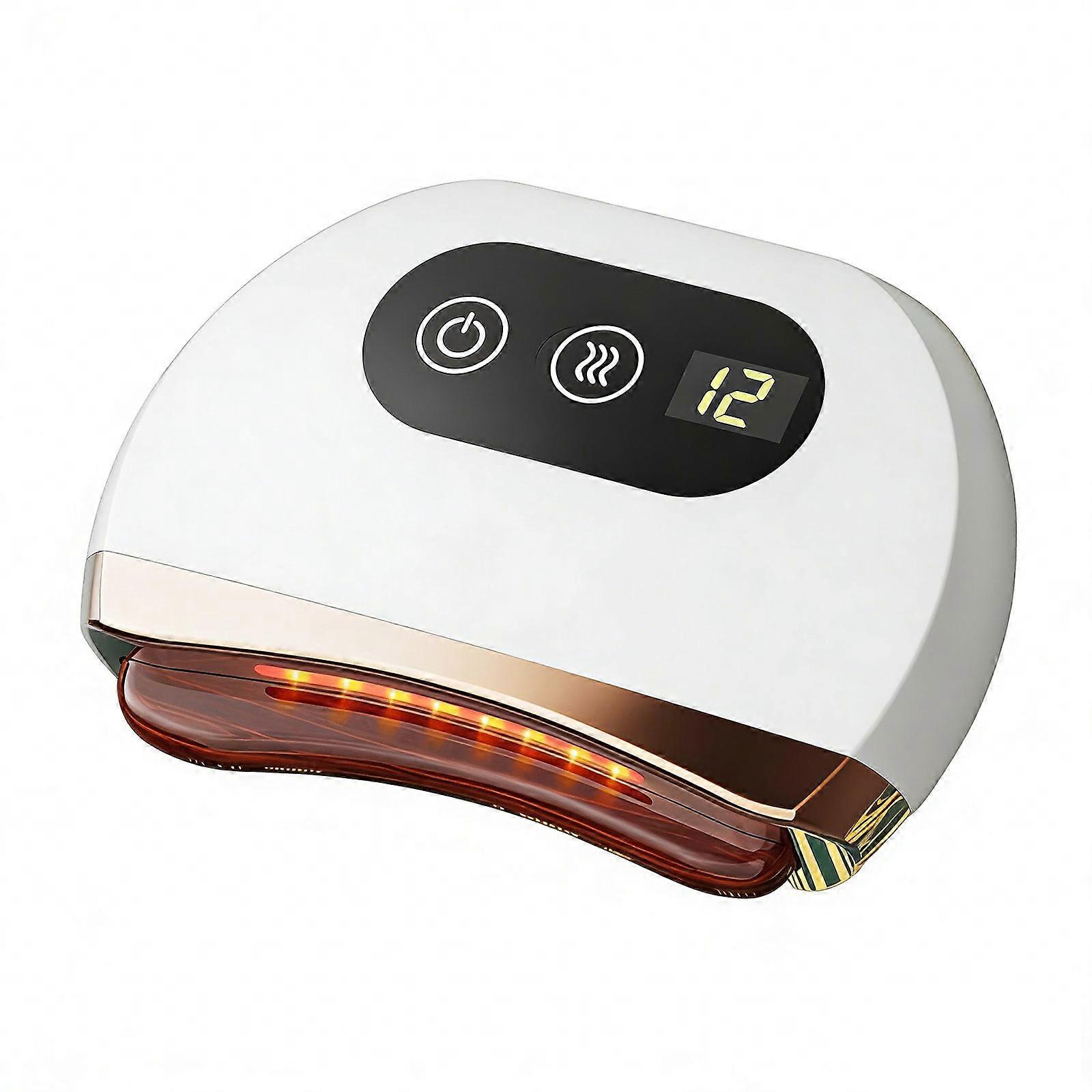 Electric Guasha Massager Featuring Constant Temperature Heating and Adjustable Vibration for Deep Tissue Relief  White