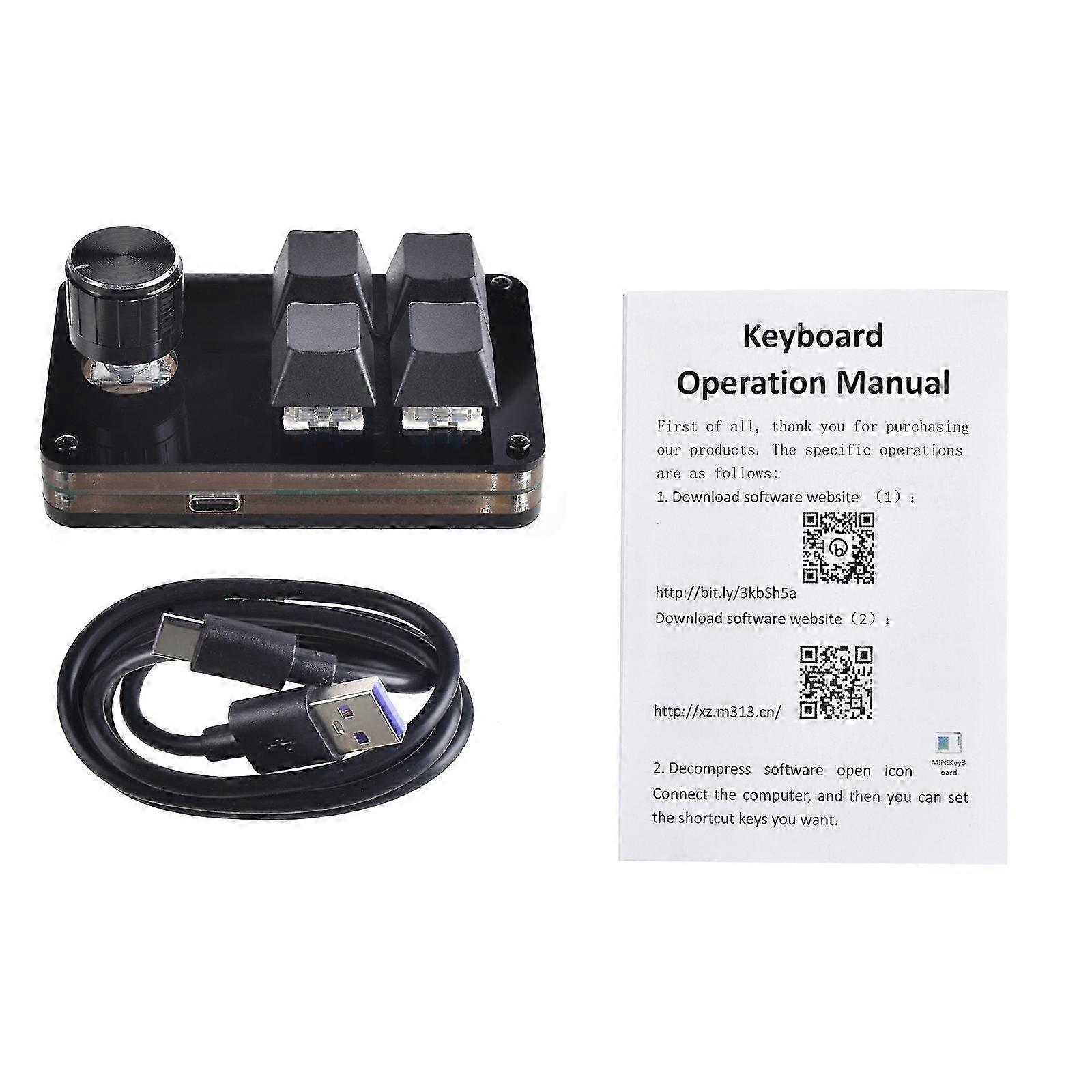 Mini Mechanical Keyboard Computer Universal 2/3/4/5 Key Programmable Key Gaming Keypad with Knob Function Macro Pad