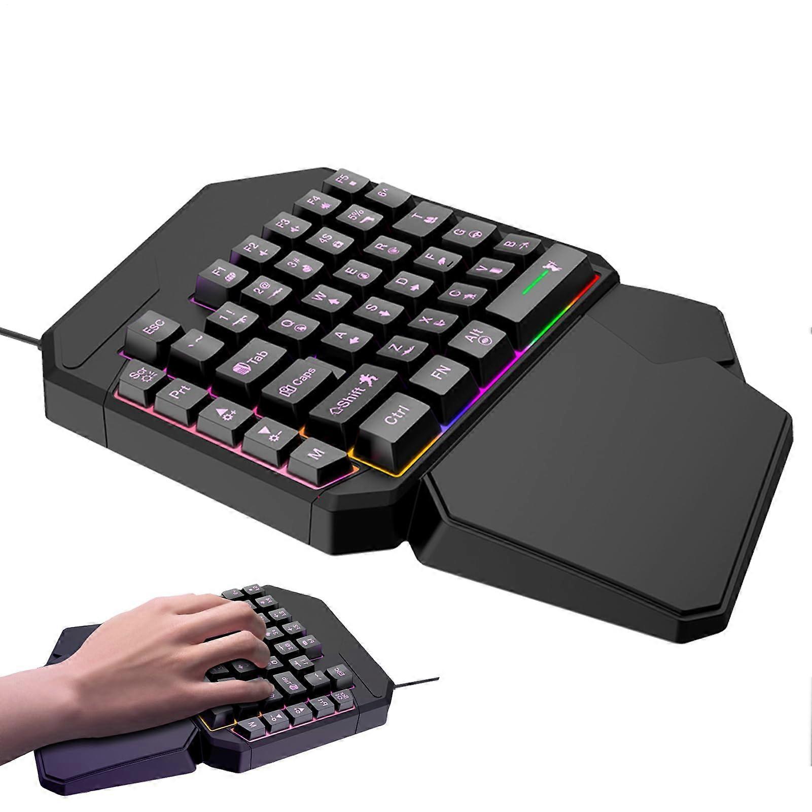 Ergonomic OneHand Gaming Keypad with Programmable Keys, USB Plug and Play for PC and Mobile