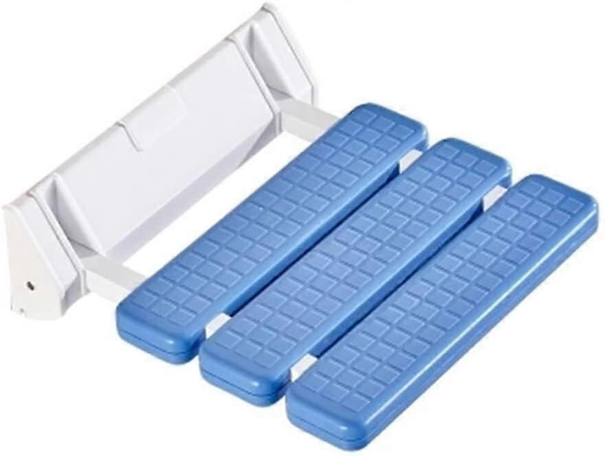 Folding Shower Seat Wall Mounted for Elderly and Disabled, SpaceSaving Durable Blue Stool