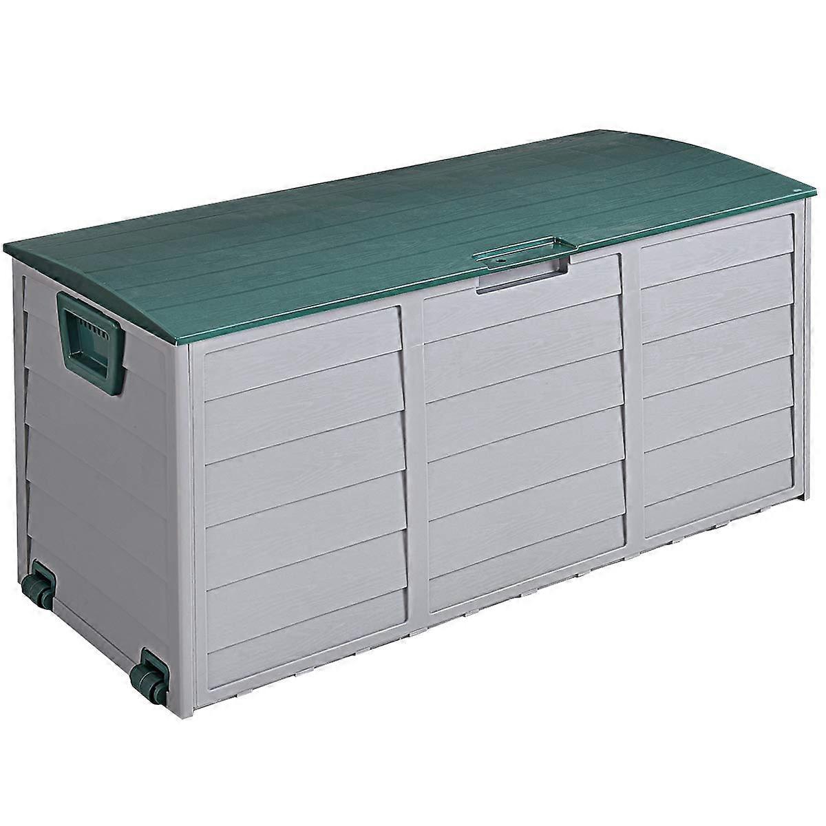 79 Gallon Outdoor Storage Box with Wheels, Lockable Deck Box for Garden Tools and Patio