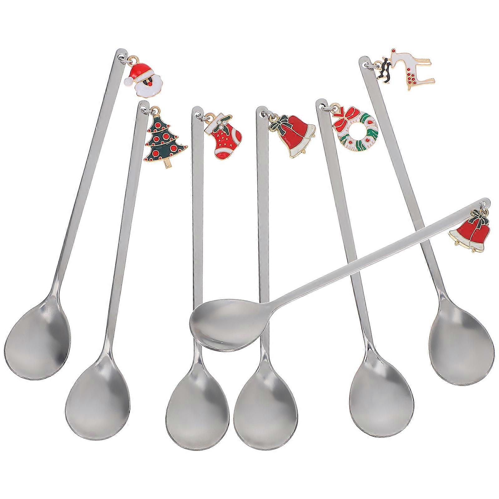 Decorative Coffee Dessert Spoons Stainless Steel for Kitchen 6Pcs Flatware