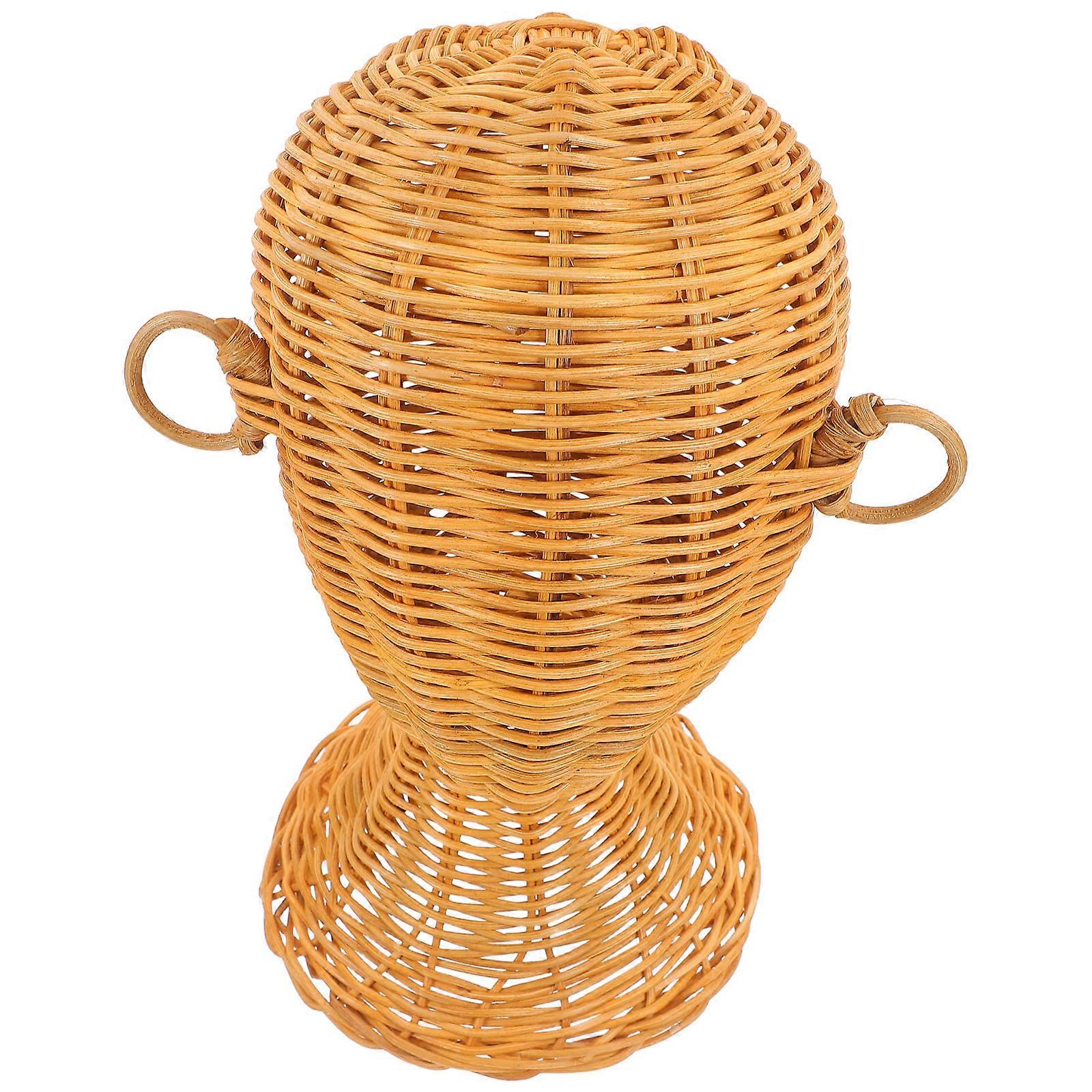 Rattan Woven Hat Display Stand for Hold Freestanding Base Hat Rack