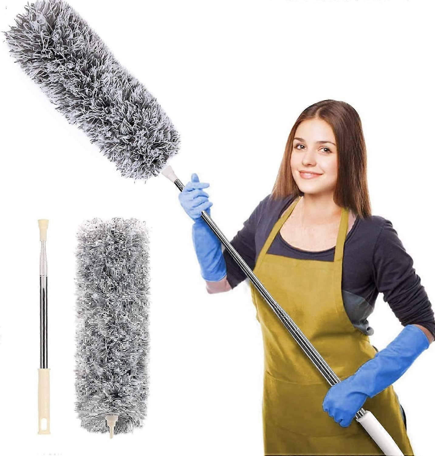 Ceiling Fan Duster with 100 Inch Extendable Pole, Bendable Washable Microfiber Head for  Ceilings