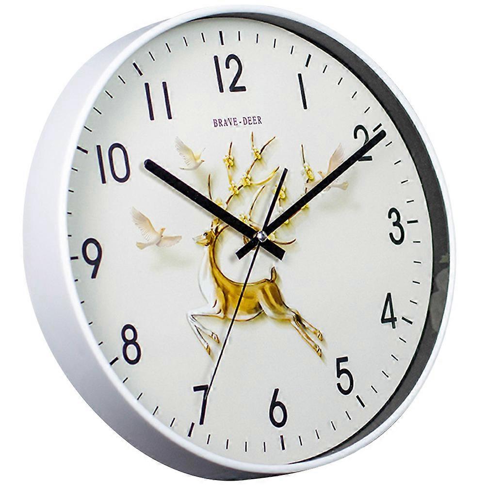 Gold Deer Wall Clock Round Decorative Wall Clock for Home Use