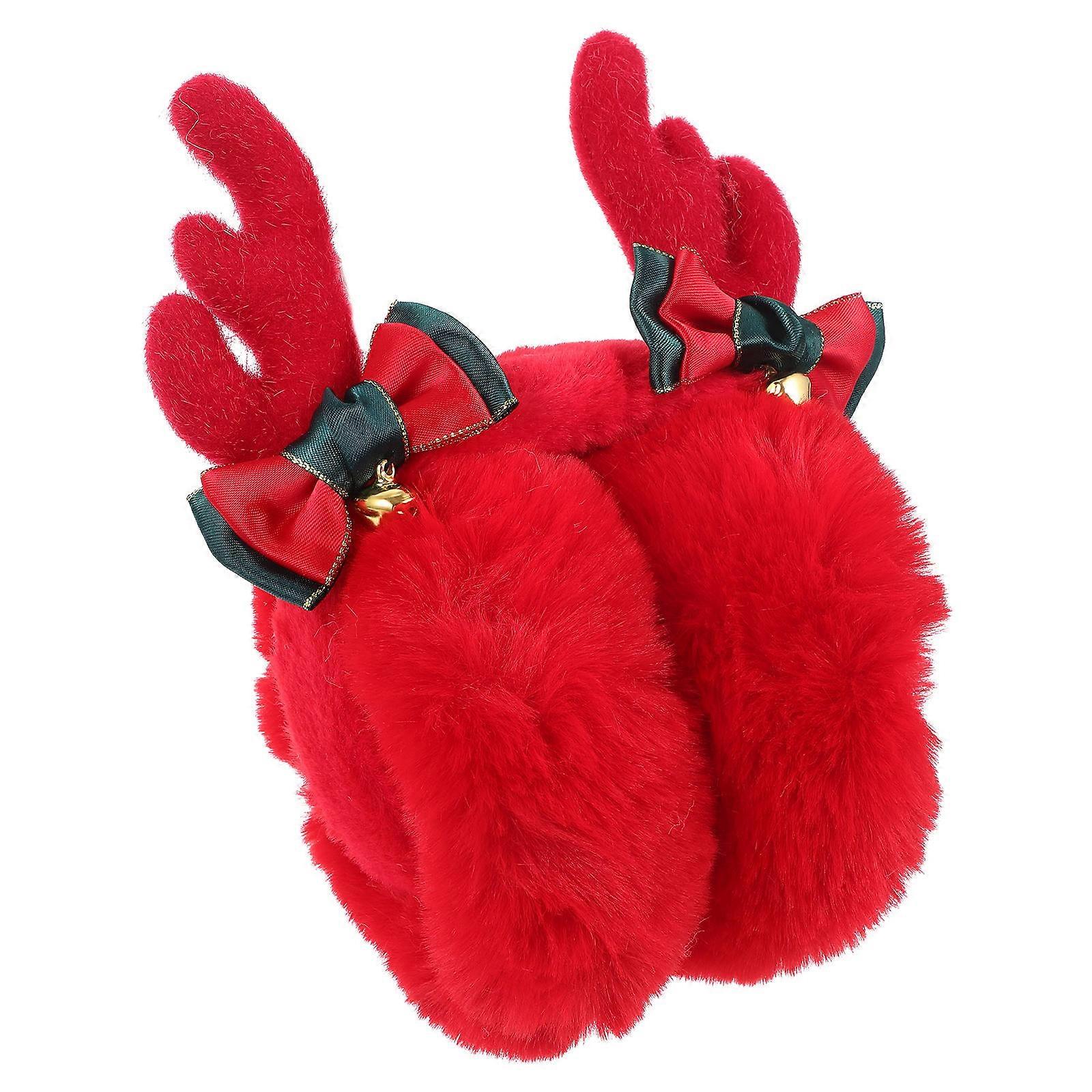 Christmas Antler Earmuff Kids Ear Protector Plush Warm Earmuff