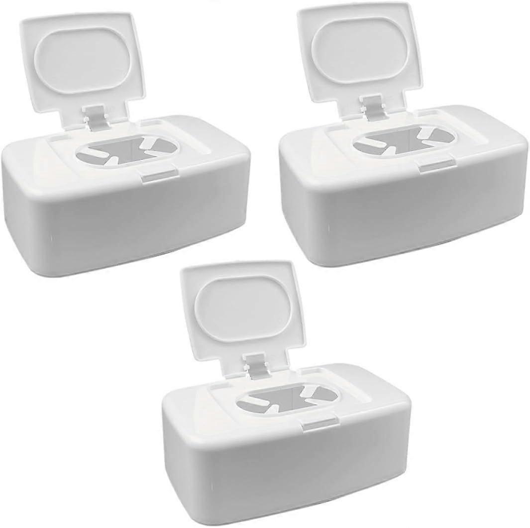 3pcs Plastic Wet Wipes Dispenser Box Set White Rectangular