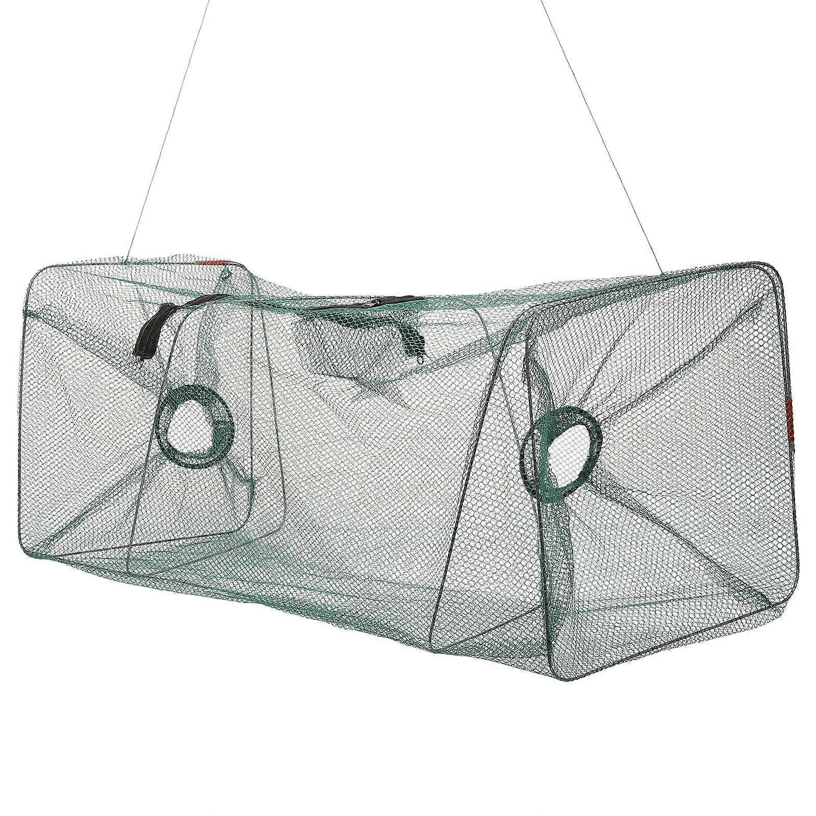 Nylon Fish Net Cage Foldable Design For River Fishing Rectangular Shape 1Set