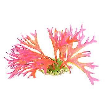 Coral artificial rosa em formato de chifres, ideal para decoração de terrários.