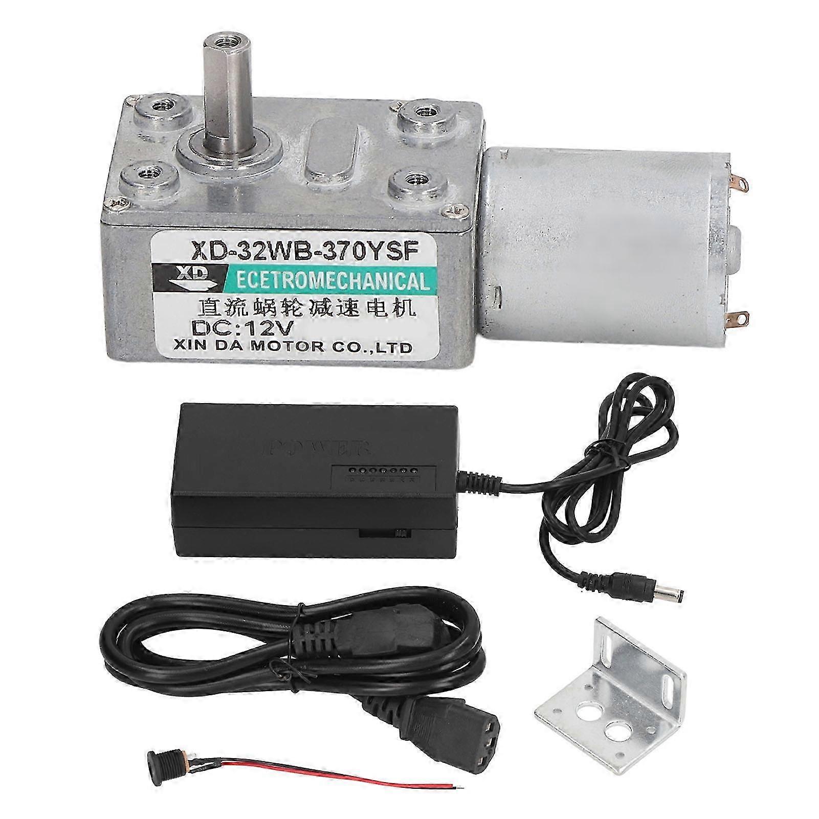 Gear Motor 24V Worm 2W Adjustable Speed Reversible with Bracket