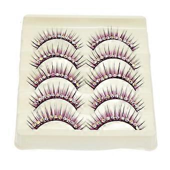 Dicke künstliche Wimpern für extravaganten Look, 5 Paar, Lila