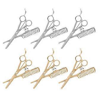 8pcs Hair Clipper Comb Brooch Creative Alloy Badge Barber Clothing Accessory