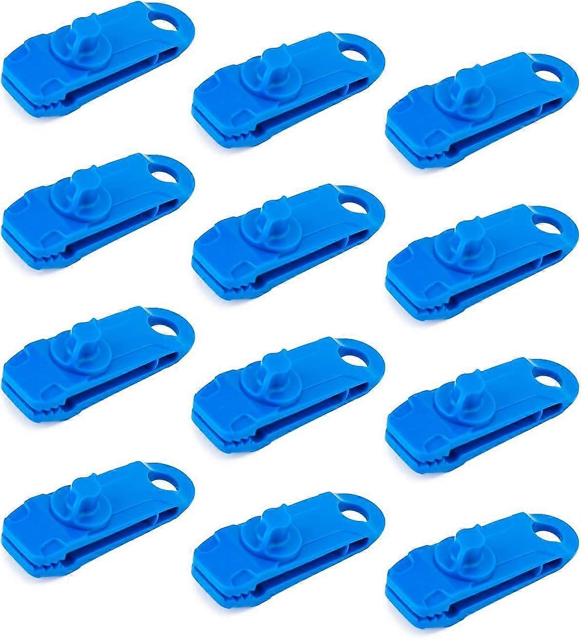 12 stykker sett med låseklips Multi-Function Secure Tarp Clips (blå)