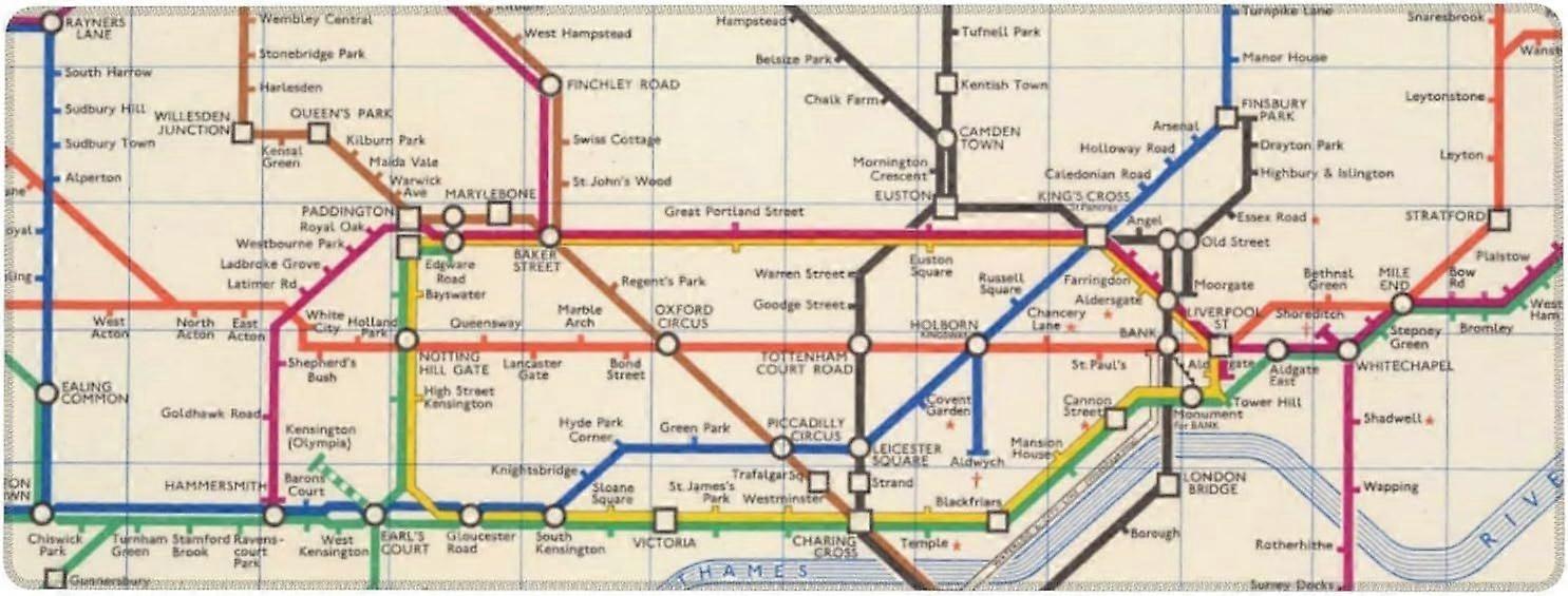 Large Mouse Pad, Desktop Pad,London's Underground Map Keyboard Computer Extended