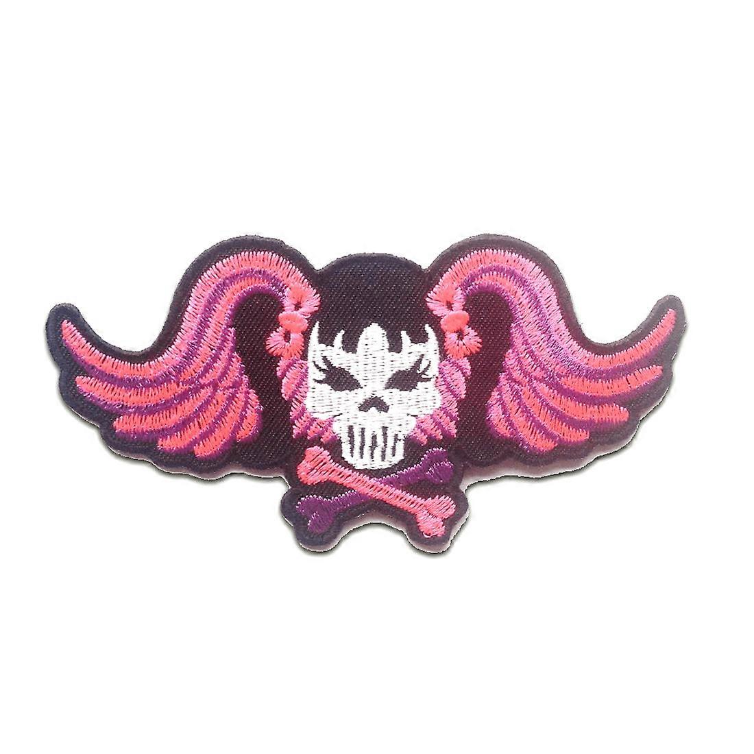 Patch - Skull with Skeleton Wings - pink - 5.9 x 11.9 cm Patch