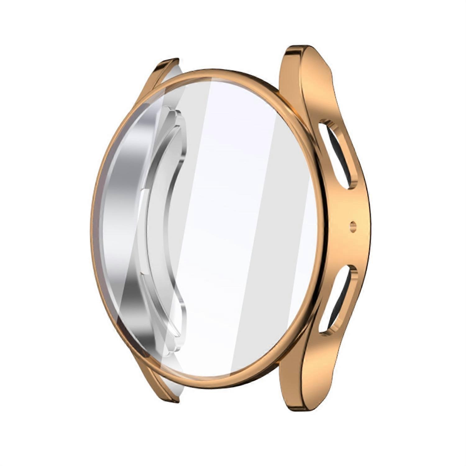 For Samsung Galaxy Watch 7 44mm Full Cover TPU Electroplated Smart Case Protective Cover Rose Gold