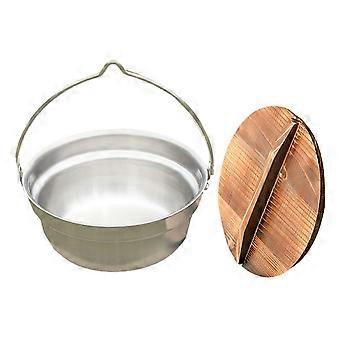 Stainless Steel Camping Pot with Wooden Handle, Lightweight Hanging Cookware for Outdoor Cooking