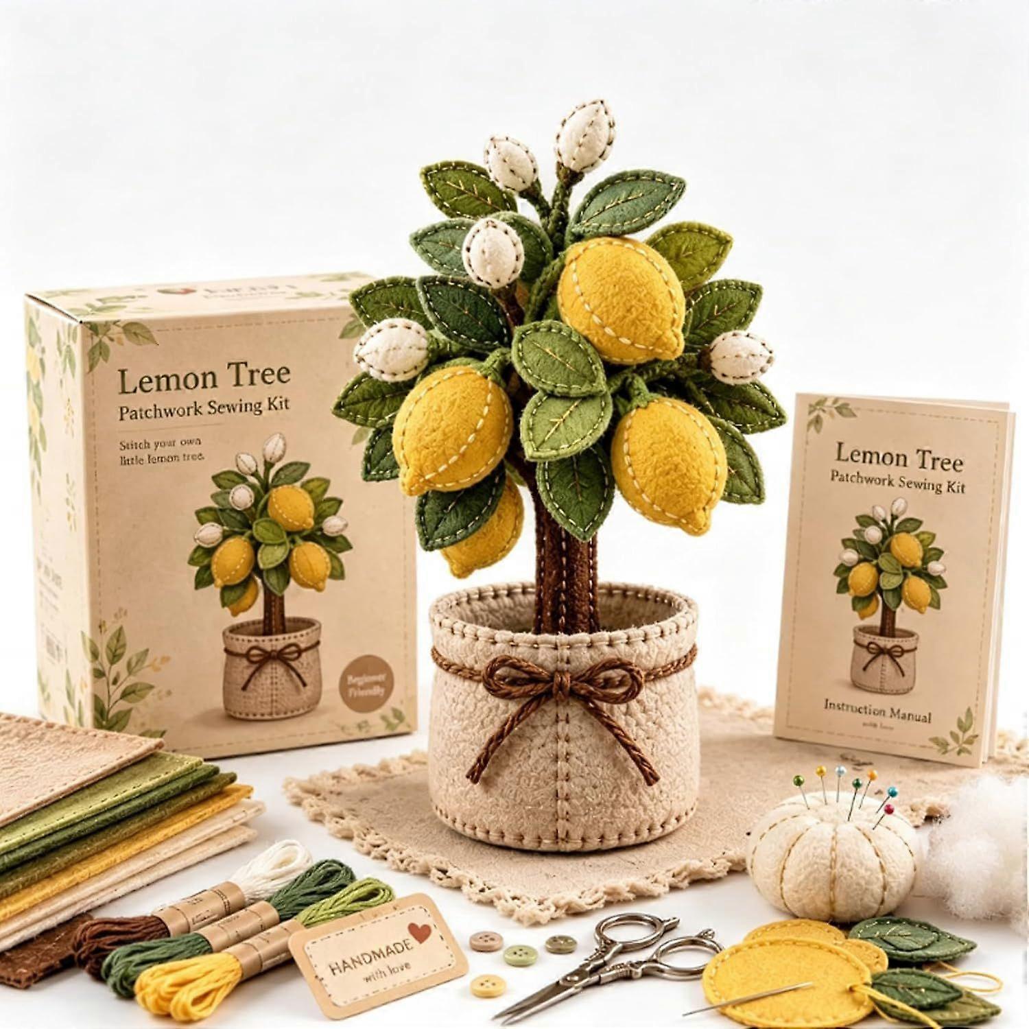 Handmade Felt Potted Tree Sewing Pack, Multi Pattern DIY Craft Material Without Outer Box & Tutorial Manual