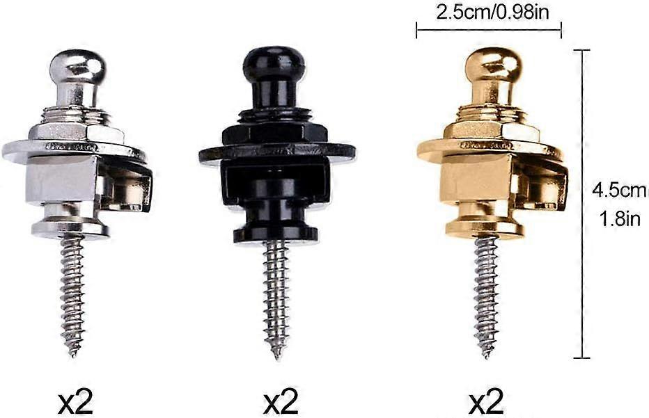 Guitar Strap Locks Set 6 Pack Strap Lock Set Buttons Security Quick Release