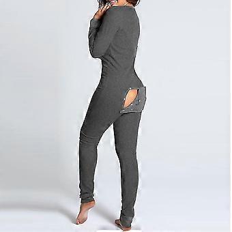 Butt Flap Lingerie Jumpsuit Women Onesie Pajamas Back Button-down Bodycon Nightwear Adults Onesies Combinaison Pyjama Femme