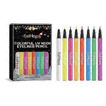 Eelhope 8 Cores Halloween Neon Uv Delineador Líquido Não Fácil de Borrar Delineador de Maquiagem para Olhos