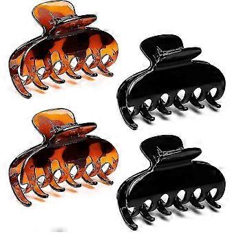 Pinces à cheveux Z7 3,5 pouces à maintien fort, accessoire pour cheveux, grandes pinces à cheveux antidérapantes en forme de banane écaille de tortue, 2 couleurs disponibles (paquets de 4)