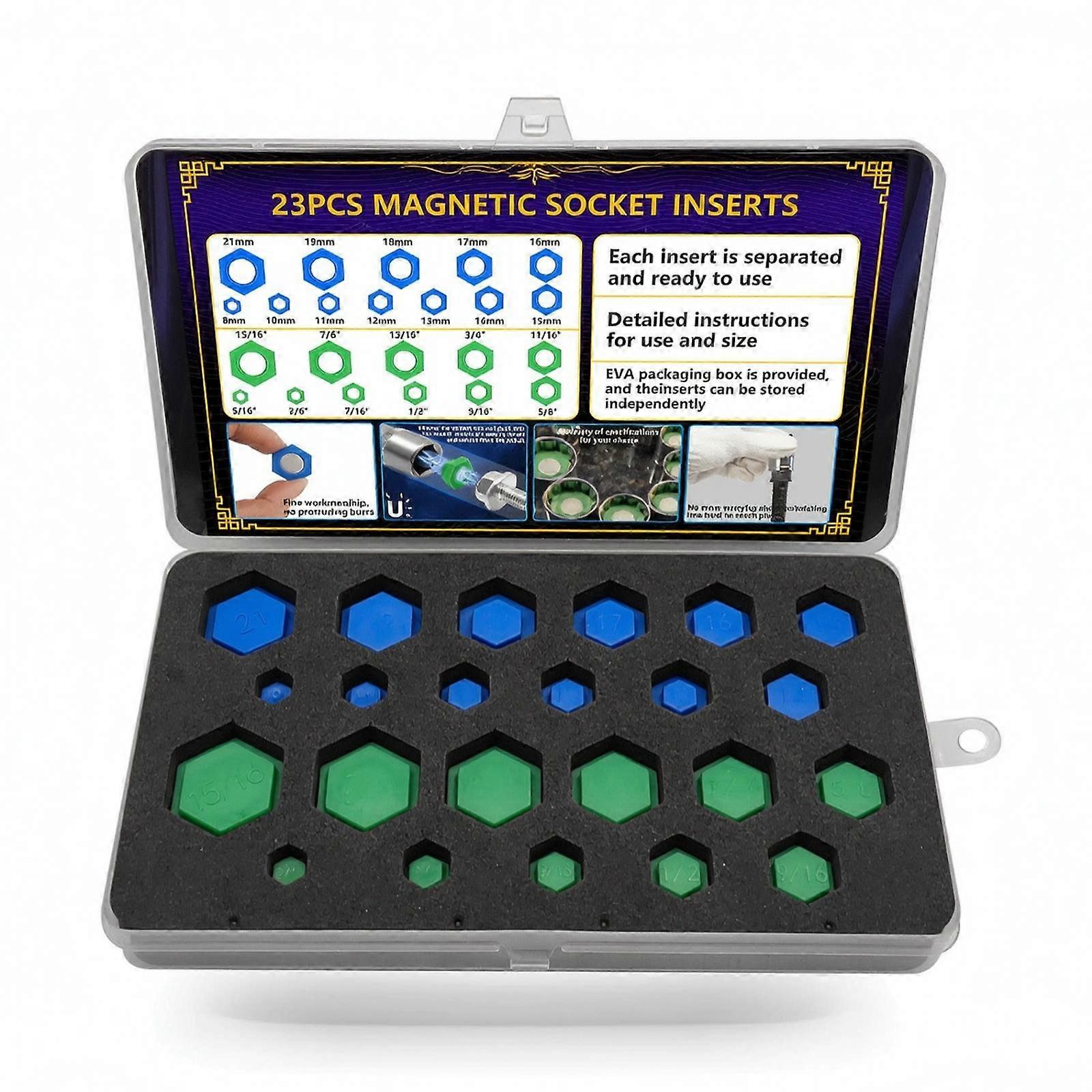 23 Pieces Attracting Socket Insert Adapter Set Hexagonal for Mechanics