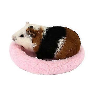 Kompatibel med rund varm fleece-hamsterbädd, sovmatta kompatibel med råtta, igelkott, ekorre, marsvin (1 st, rosa)