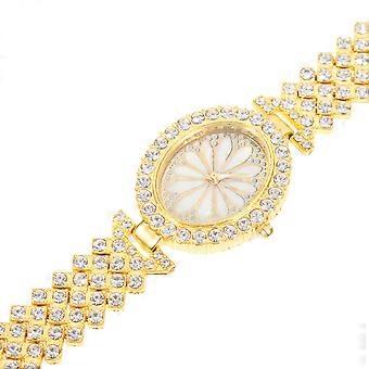 3Pcs Golden Women Wristwatch for Casual Wear Shiny Watch Decor