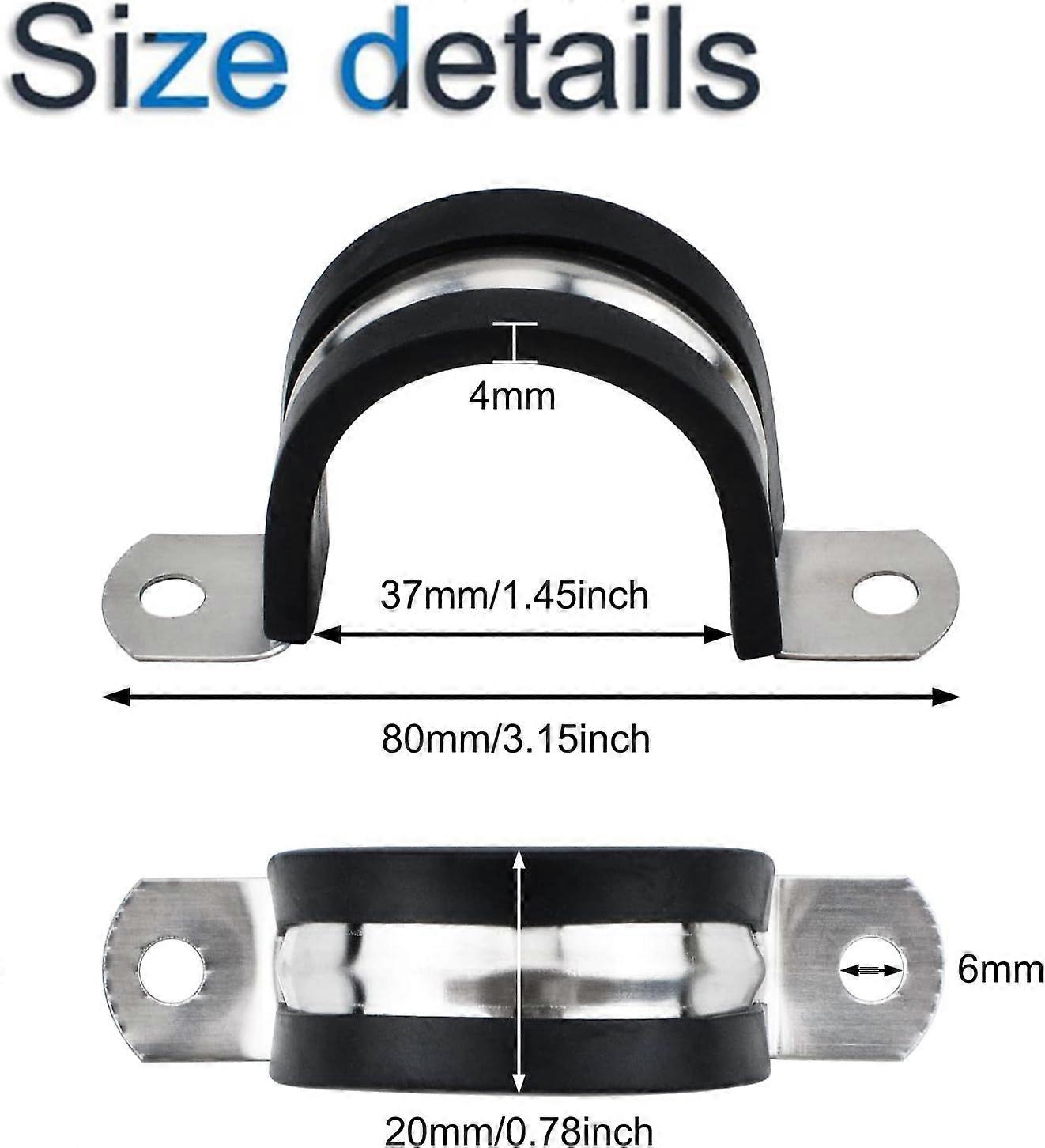 1 5" Rubber U-Bracket U-Shaped Pipe Clamps 12-Pack