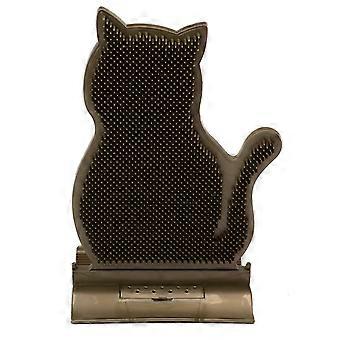 Cat Self Groomer Wear Resistance PE Cat Shape Face Massager Itch Board with Catnip Coffee Colorful Package