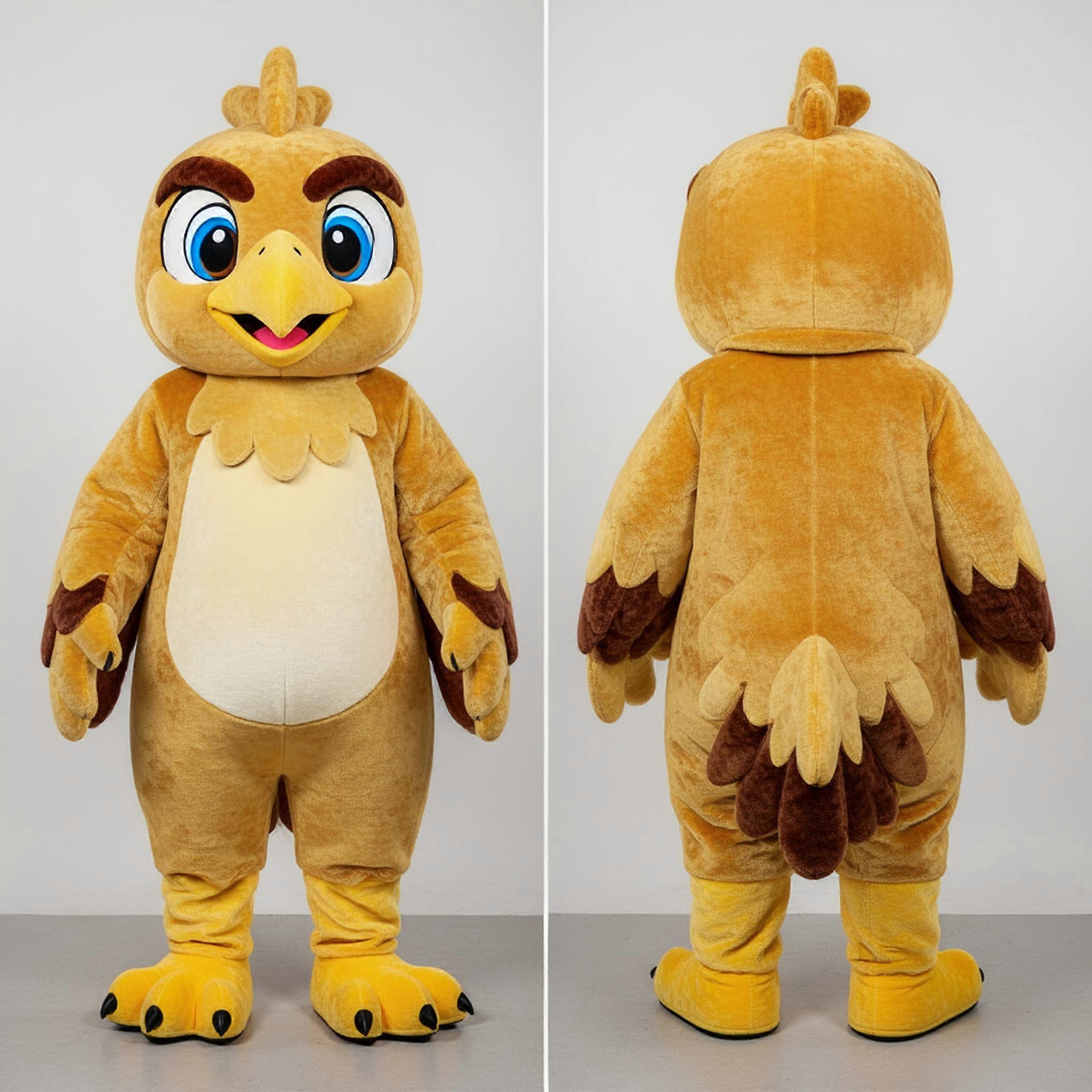 MASTICOT Golden Plush Biker Hawk Mascot