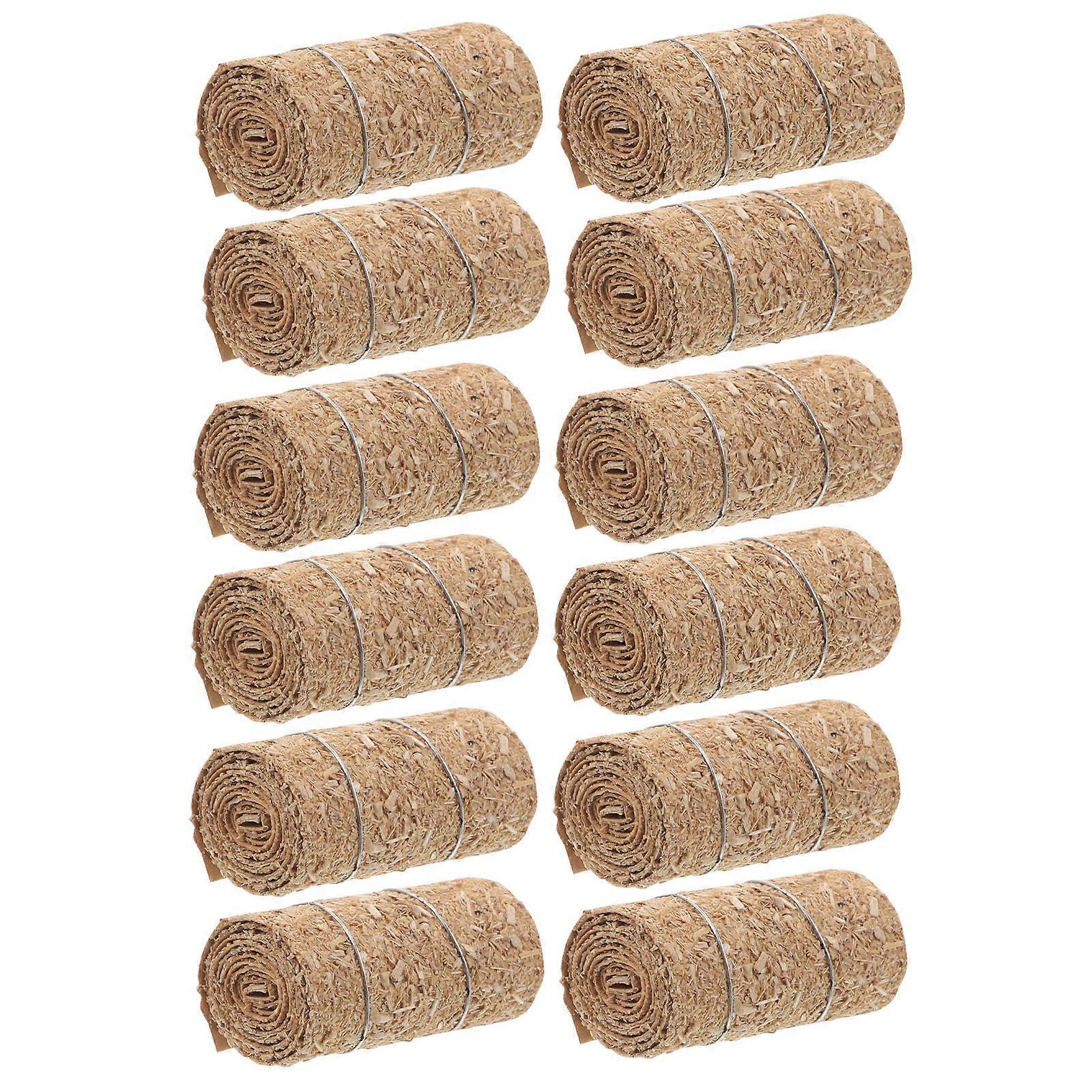 Mini Haystacks for Decoration Mini Bales 24Pcs Light Brown Artificial