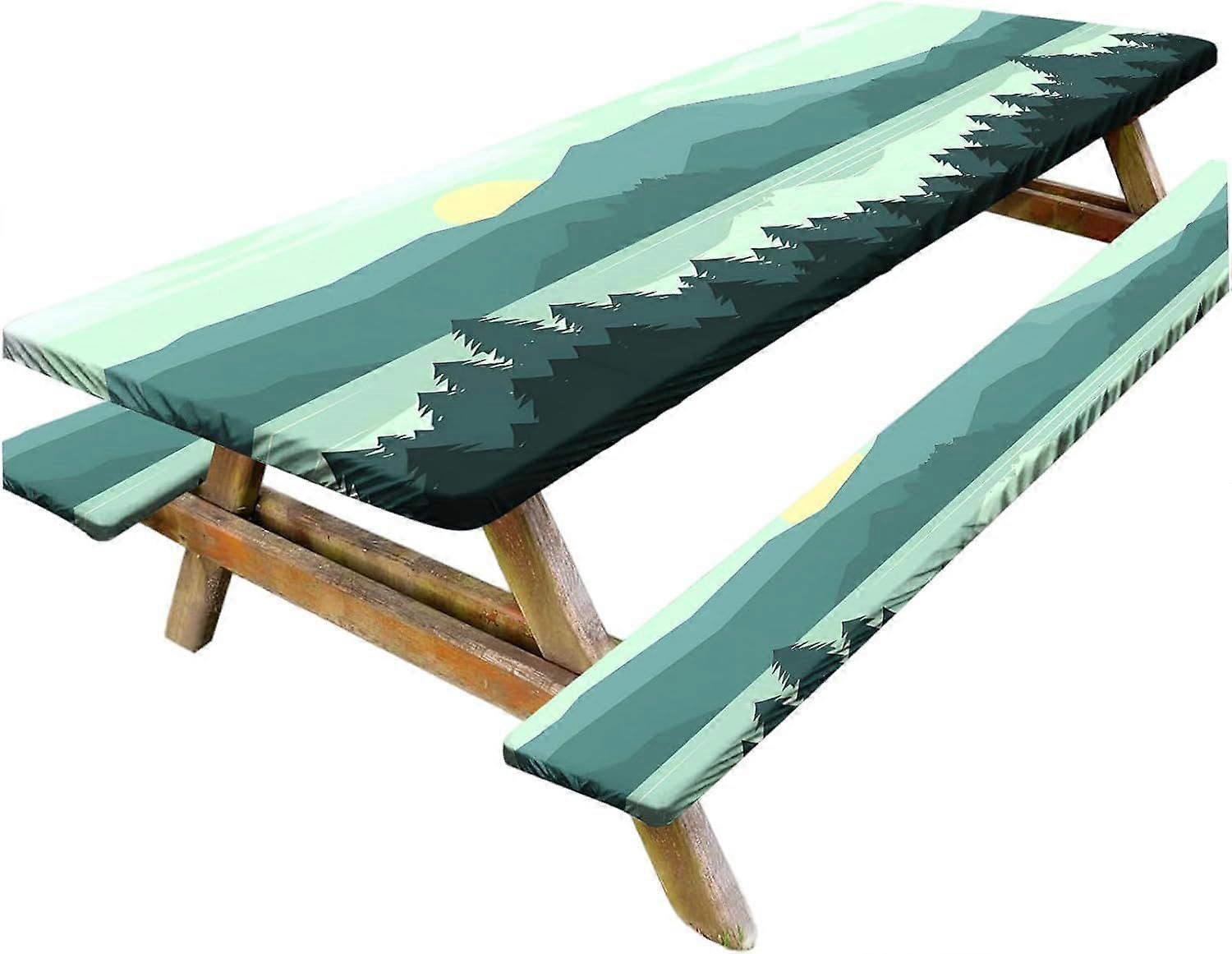 Picnic Table Cover Set with Bench Covers, 3 Pieces/Set: Waterproof Rectangular Tablecloth