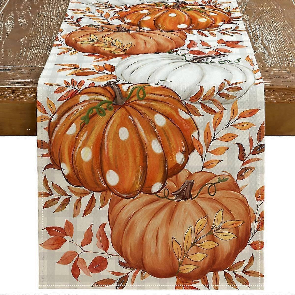 Orange Pumpkin Autumn Table Runner