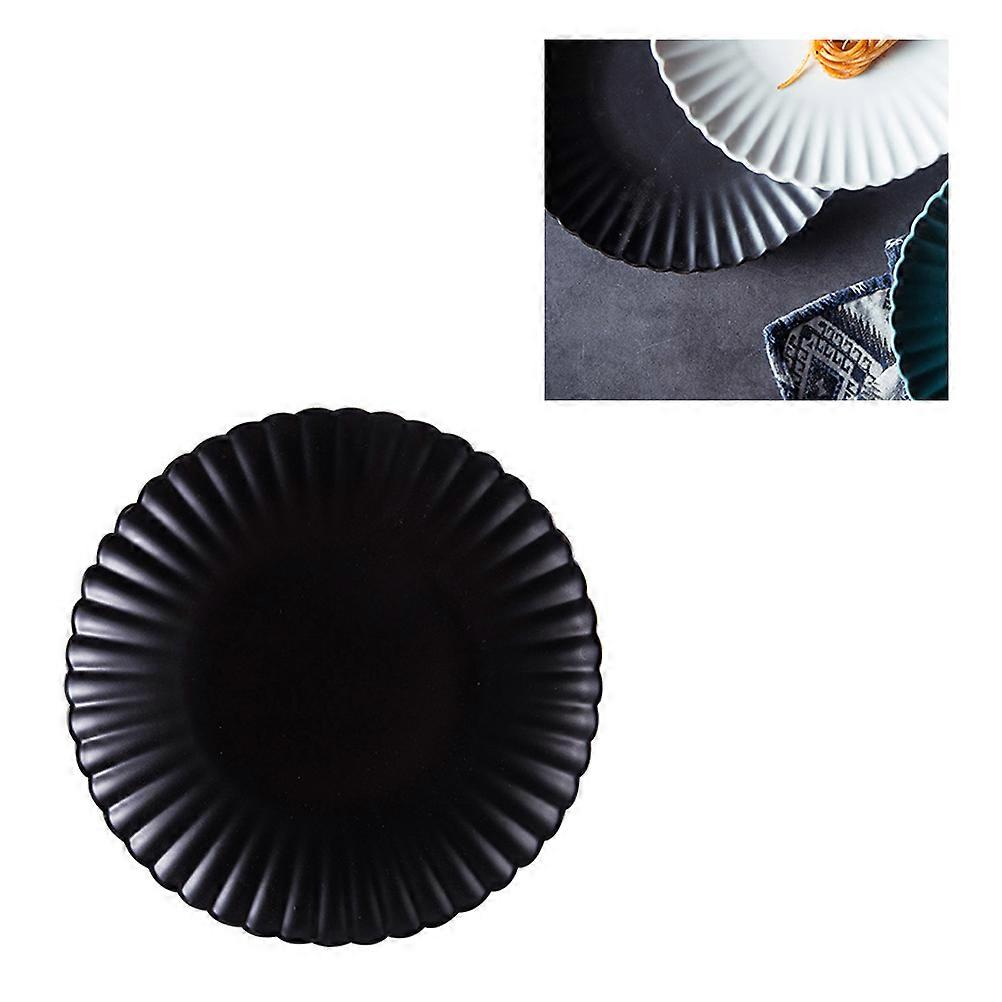 Chrysanthemum Ceramic Dish Plate for Dish Serving Black Kitchen Tableware