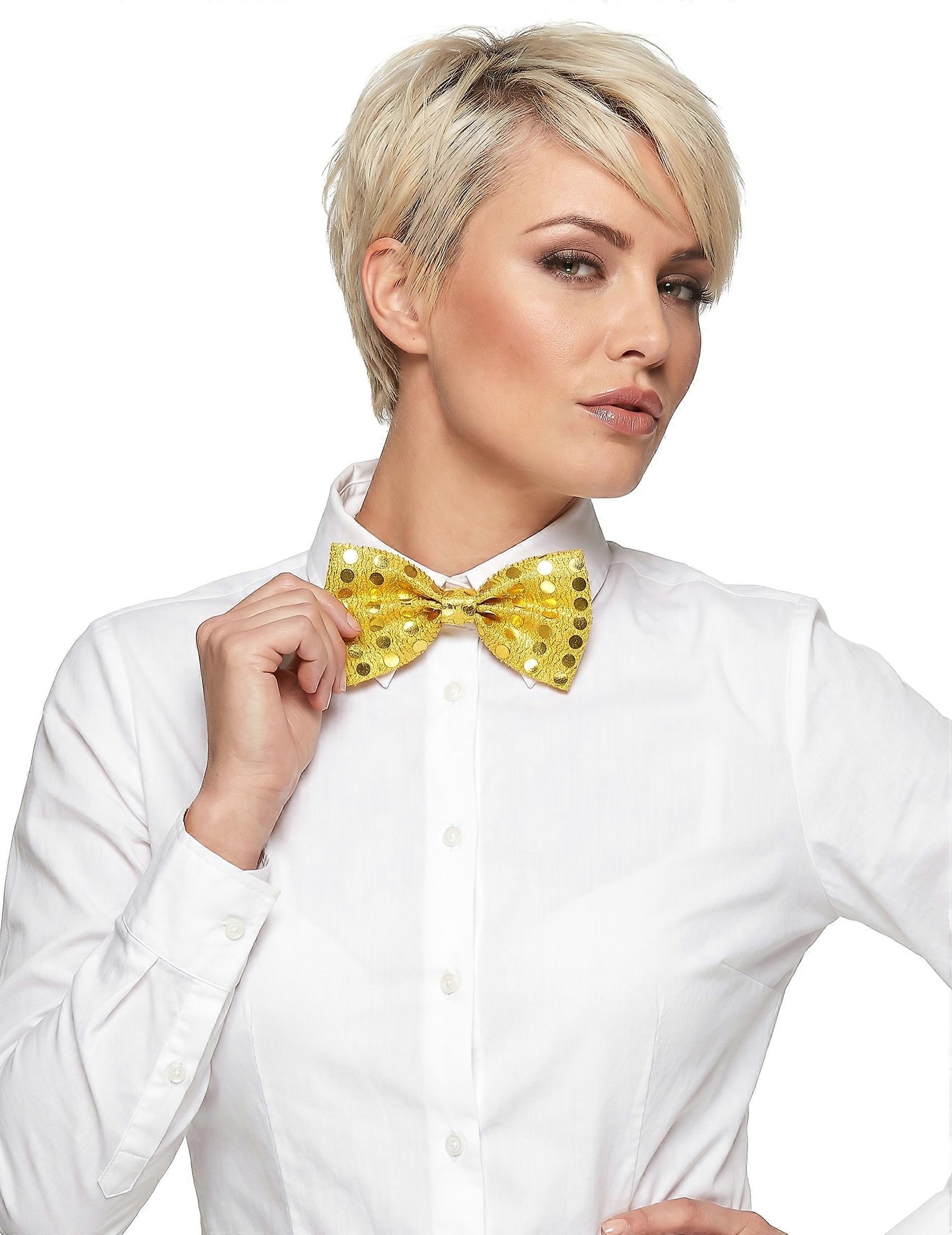 Adult gold sequin bow tie
