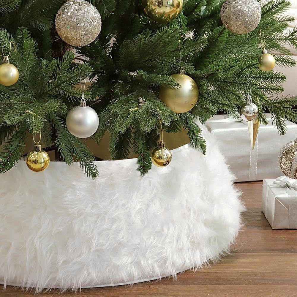 Long Pile Plush Christmas Tree Base Collar