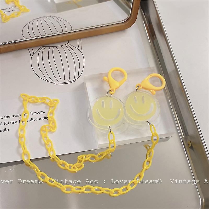 Retro Smiling Face Glasses Chain Female Korean Version Versatile Smiling Face Commuting Mask Chain Color Acrylic Necklace
