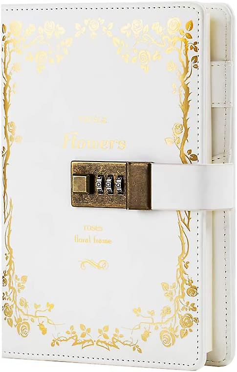 Lock Diary Leather Locking Journal Writing Notebook Vintage Lock Planner Agenda Personal Diary White