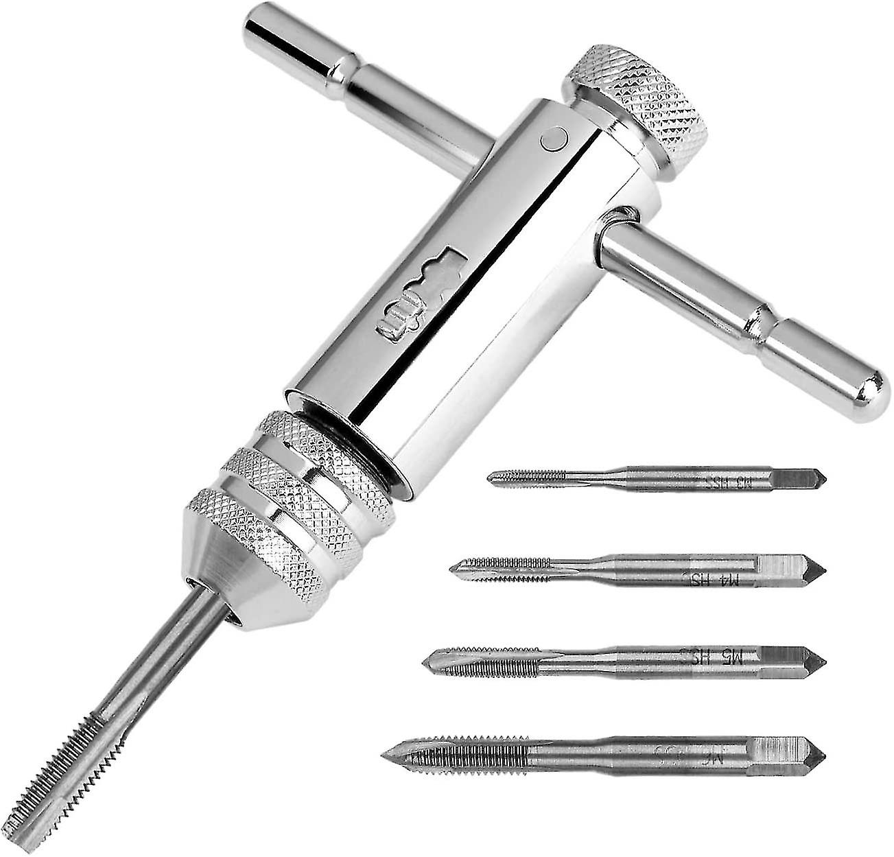 Tap Drill Set Hss Titanium Coated With Ratchet With Adjustable Handle