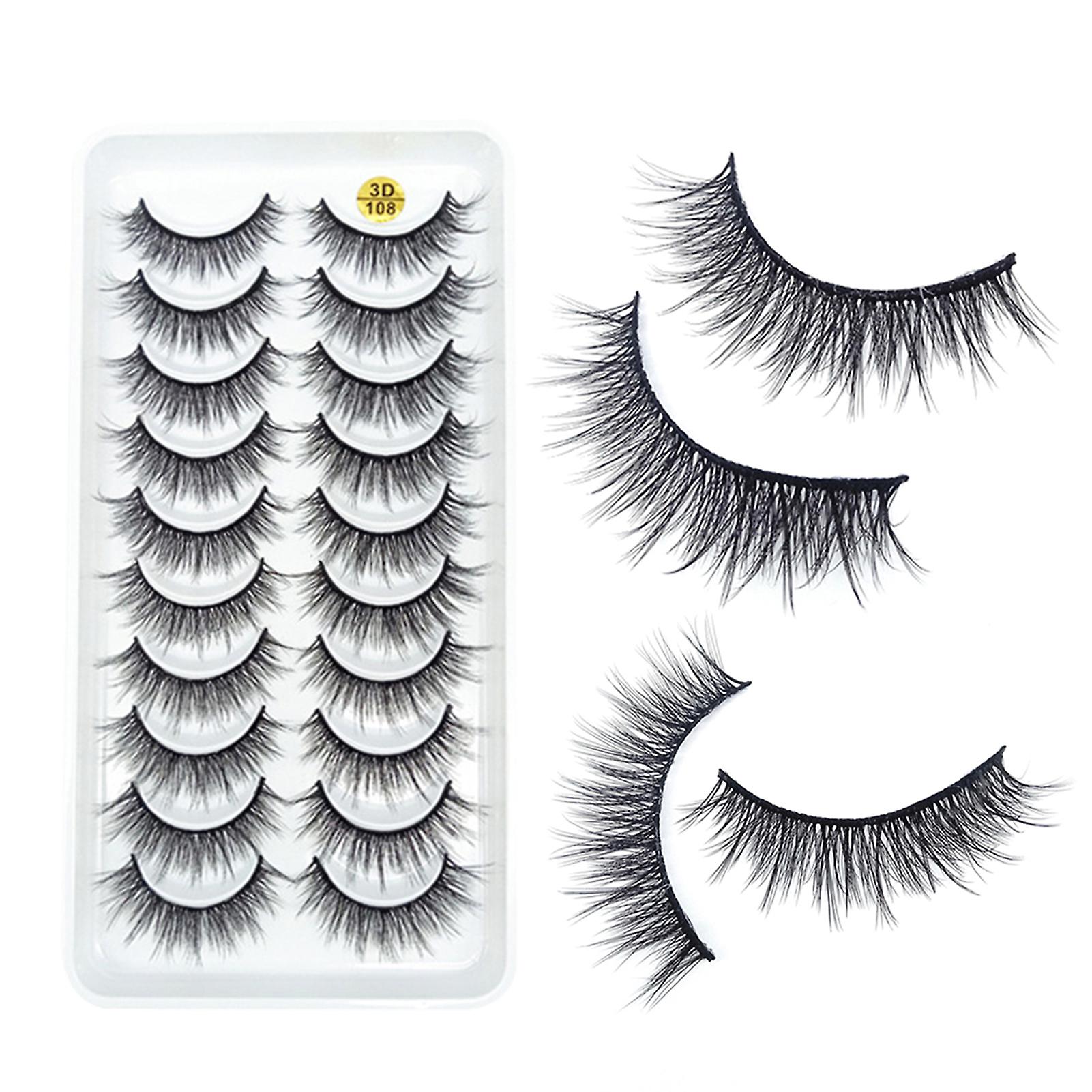 10 Pairs False Eyelashes Fluffy Volume Long Thick Lashes For Daily Wear