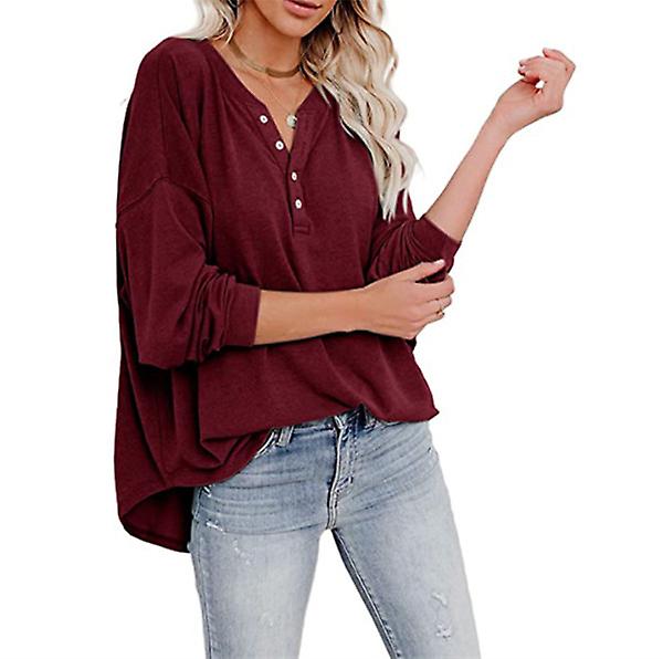 2022 Autumn New Women's Long-sleeved Half-open Button Drop-shoulder Breathable Loose Fashion Top