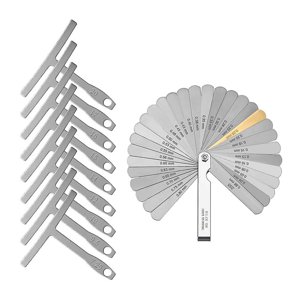 Gitarr Luthier Verktyg Kit 9 Radie Gauge 32 Blad Feeler Gauge