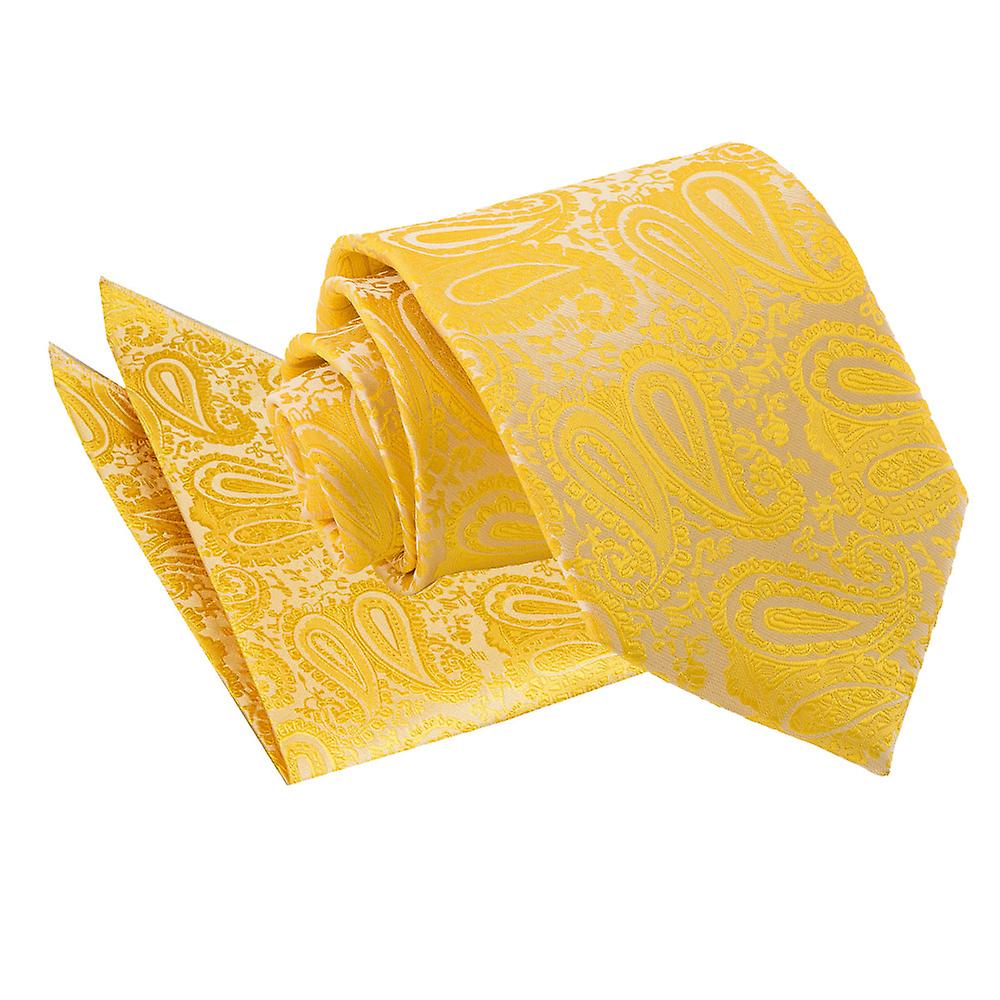 Gold Paisley Tie and Pocket Square Set