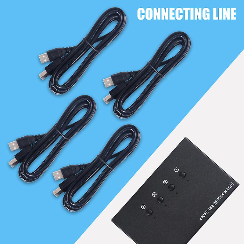 4 In 4 Out USB Switch KVM Switch Box 4 USB2.0 Switcher PC Sharing Splitter for Keyboard Mouse