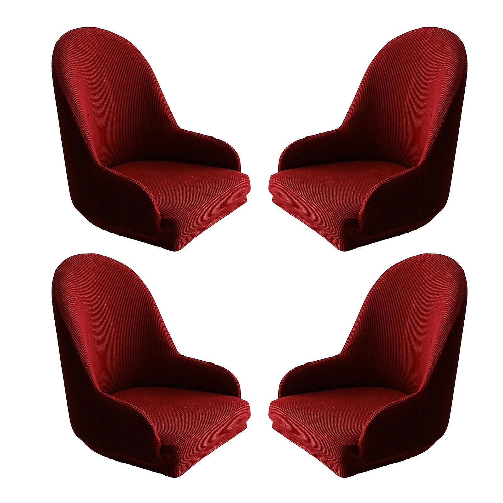 4pcs Solid Color Wingback Chair Cover Protector Party Offices Bars Decor wine red