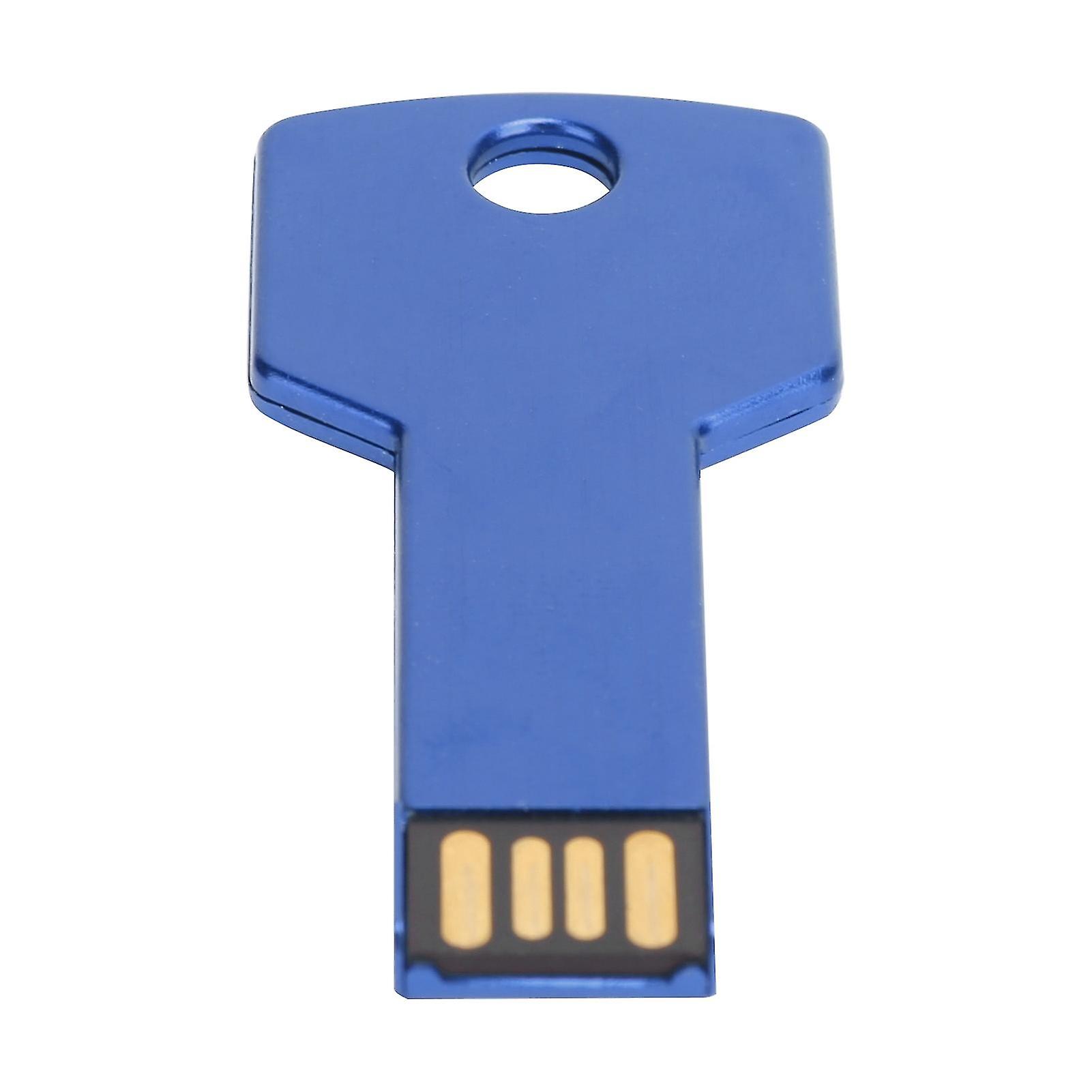 Blue USB Flash Drive Key Shape USB Memory Disc Plug and Play U Disc for Computer Car Use64GB 
