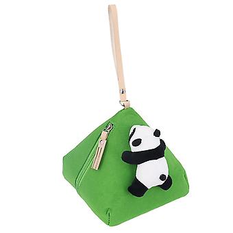 Triangle Coin Purse Soft Felt Zongzi Shape Panda Decoration Large Capacity Key Bag for Cosmetics