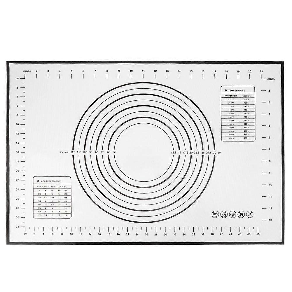 Tapis de pétrissage antiadhésif en silicone avec échelles pour la cuisine (noir 40 x 60 cm)